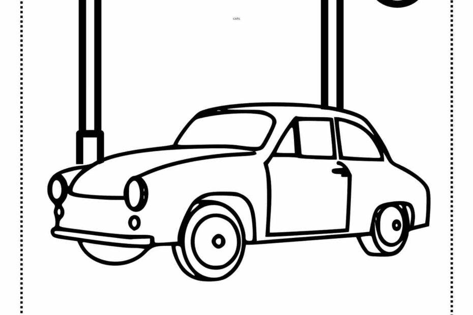 אוטו מצויר פשוט פי די לצביעה לילדים