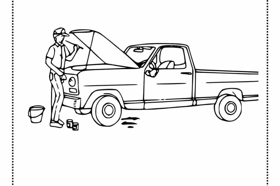 טנדר במוסך לצביעה לילדים