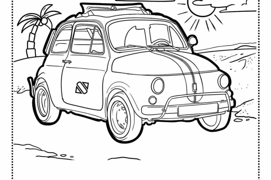 מכונית ביום שמש בים לצביעה לילדים