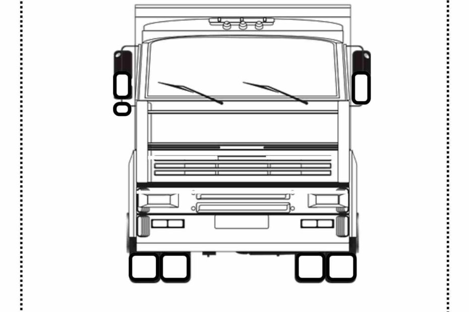 משאית פינוי עפר מלפנים לצביעה לילדים